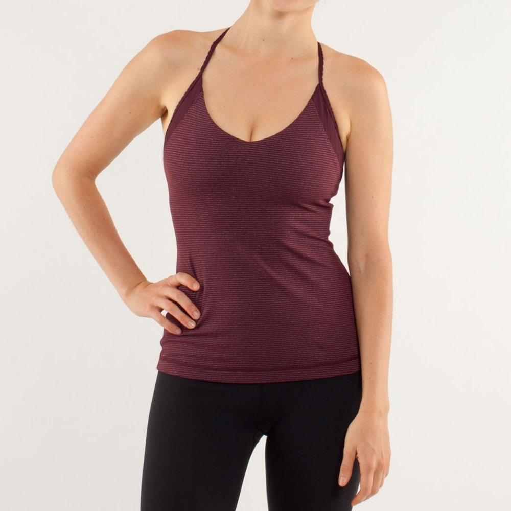 New Lululemon Aphrodite Tank Tonka Stripe Bordeaux Drama / Heathered Bordeaux